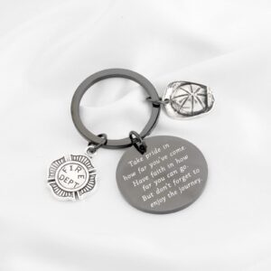 FUSTMW Firefighter Gifts Keychain Fireman Gifts Firefighter Graduation Gifts Take Pride in How Far You Have Come (Black)