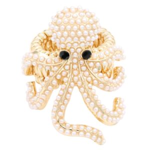 lavencious octopus design rhinestones stretch statement ring for women size for 7-9