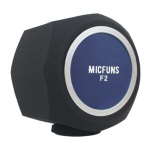 micfuns Studio Microphone windscreen F3 Microphone Wind Shield Pop Filter for 1.77 inch-2.36 inch Vocal Isolation Booth Portable Studio Equipment, soundproof Cover（Blue）