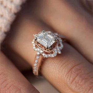 Fashion Women's Zirconia Bling Diamond Engagement Wedding Ring Gift for Your Lover, Gifts for Women/Mom