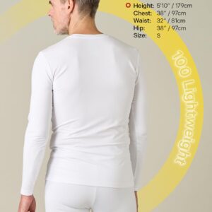 LAPASA Men's Thermal Underwear Top Crewneck Long Sleeve Shirt Base Layer Lightweight Winter Thermoflux 100 M09 Large White