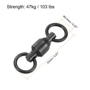 PATIKIL Ball Bearing Swivel, 25 Pack 103lb Stainless Steel Solid Welded Ring Fishing Tackle Connector, Black