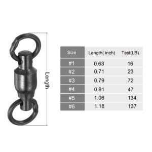 PATIKIL Ball Bearing Swivel, 25 Pack 103lb Stainless Steel Solid Welded Ring Fishing Tackle Connector, Black