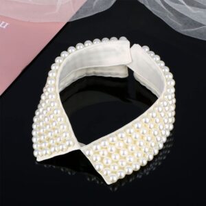 Statement Necklace for Women Simulated Pearl Beaded Bib Detachable False Collar Choker Necklaces Clothing Accessory