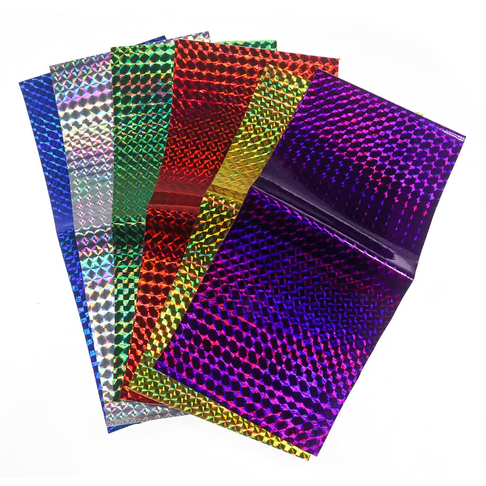 Greatfishing 12PC Mixed Colors Holographic Fish Scale Lure Sticker Film Fly Tying Rainbow Flash Film Jig Squid Jig Lure DIY Material