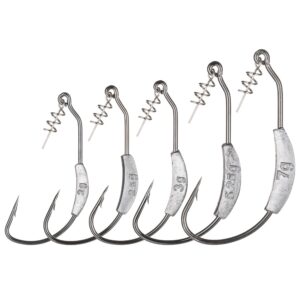 Twistlock Weighted Hooks, 25pcs Fishing Swimbait Hooks for Soft Plastics Weedless Weighted Worm Hooks with Centering Pin Saltwater Freshwater Bass Fishing Hooks