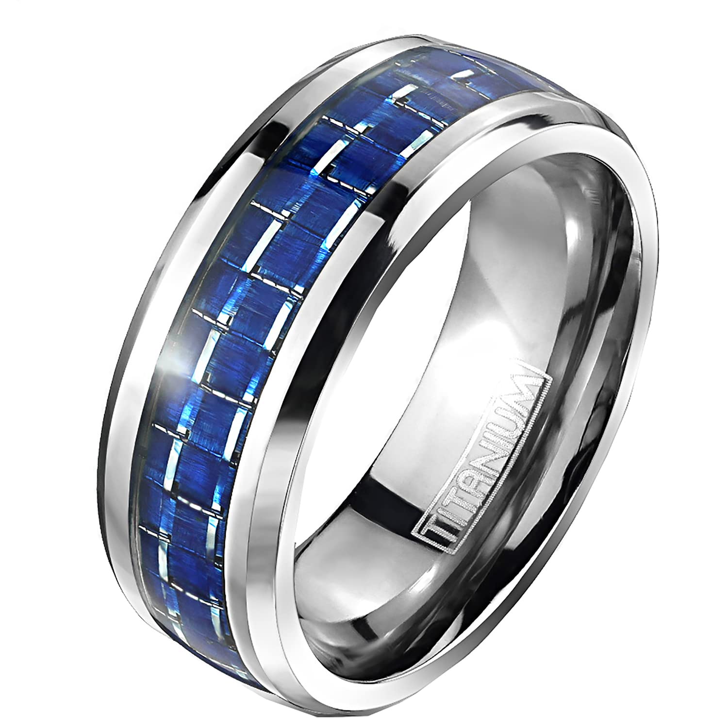 LaRaso & Co His Hers Sterling Blue Sapphire CZ Bridal Wedding Band Engagement Ring Set Him Her Thin Blue Line