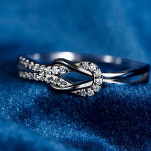 MOTHER & DAUGHTER RING SQUARE KNOT RING STERLING SILVER RING SIZE 5-10 WITH GIFT BOX AND POEM (Silver, 8)