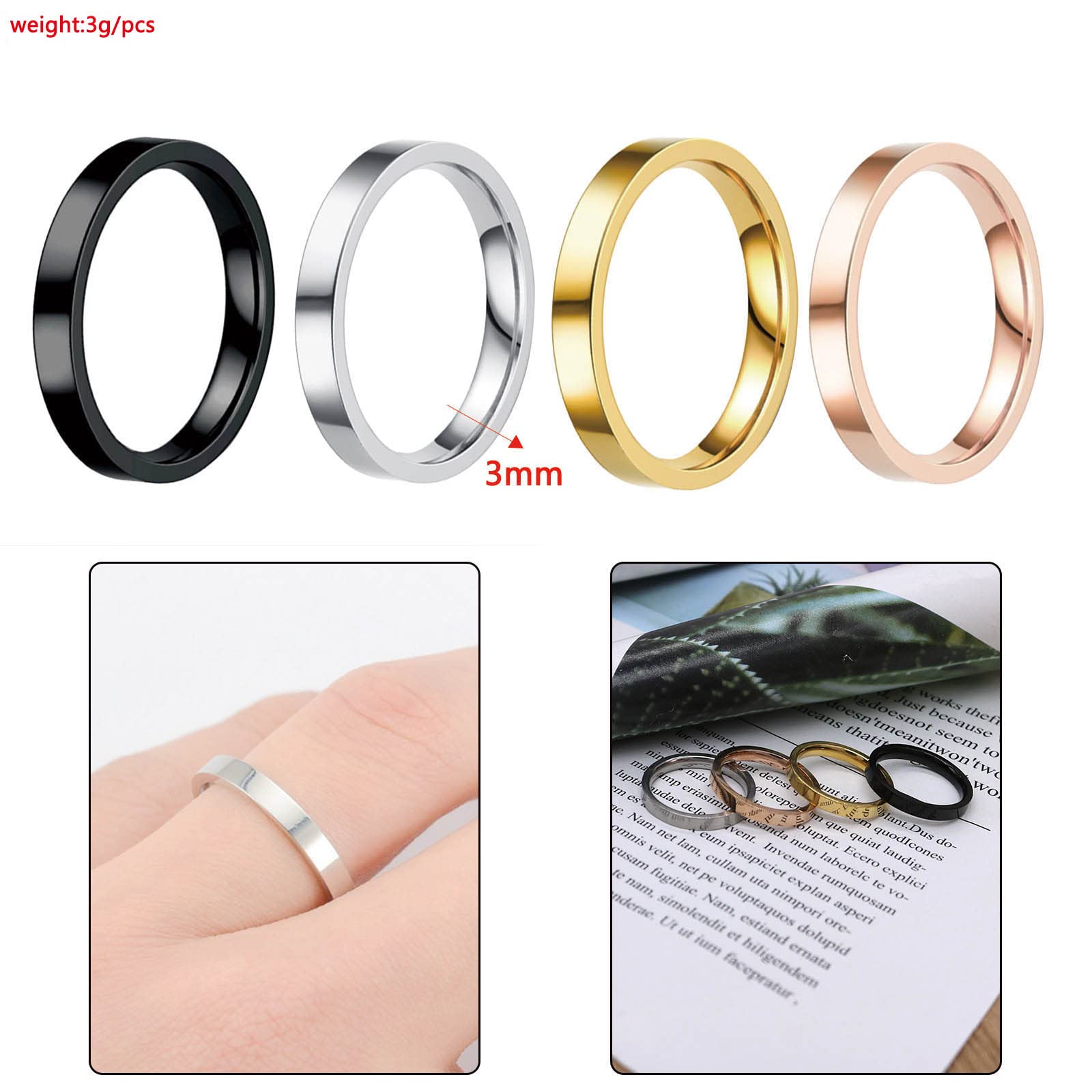 HSQYJ Stainless Steel Crystal Band Rings Set Elegant Multi Row Cubic Zirconia Wedding Engagement Promise Statement Ring Fashion Jewelry for Women Men