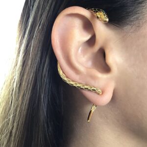 Snake Cuff Earring for Women Men Gothic Gold Snake Shape Earrings Punk Snake Stud Snake Cuff Earring for Women(Gold)