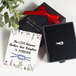 MOTHER & DAUGHTER RING SQUARE KNOT RING STERLING SILVER RING SIZE 5-10 WITH GIFT BOX AND POEM (Silver, 8)