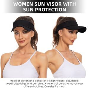 Unisex Solid Color Lightweight Sun Visor Hats with UV Protection for Women Men Portable Summer Hats S Black