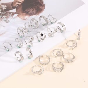 Staligue 20pcs Adjustable Toe Rings Set for Women Fingers Joint Tail Summer Beach Arrow Flower Open Rings Foot Jewelry