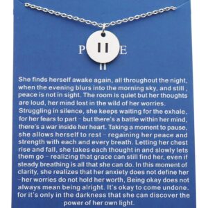 kaisinse Pause Necklace Yoga Jewelry Zen Necklace Gift for Yoga Lovers Wanderlust Necklace Meditaiton Gift for Women with Message Card (Silver)