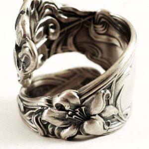 Zaoune 100% Apollo Vintage Spoon Rings for Women Lily Flower Open Adjustable Boho Floral Statement Jewelry, (Lily Flower, 9)