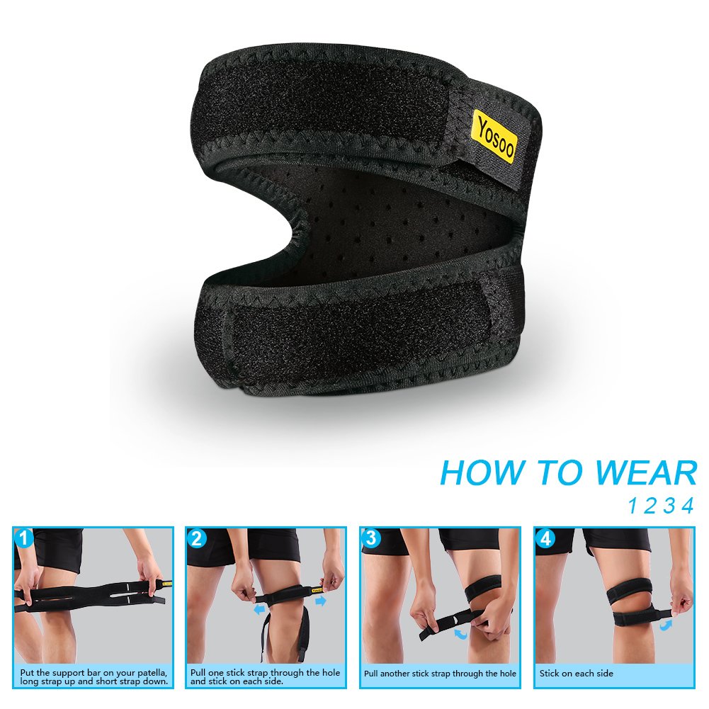 Yosoo Health Gear Patella Tendon Knee Strap, Adjustable Knee Support Brace for Men and Women, Neoprene Orthopaedic Knee Bandages for Running, Arthritis, Jumper, Tennis Injury Recovery