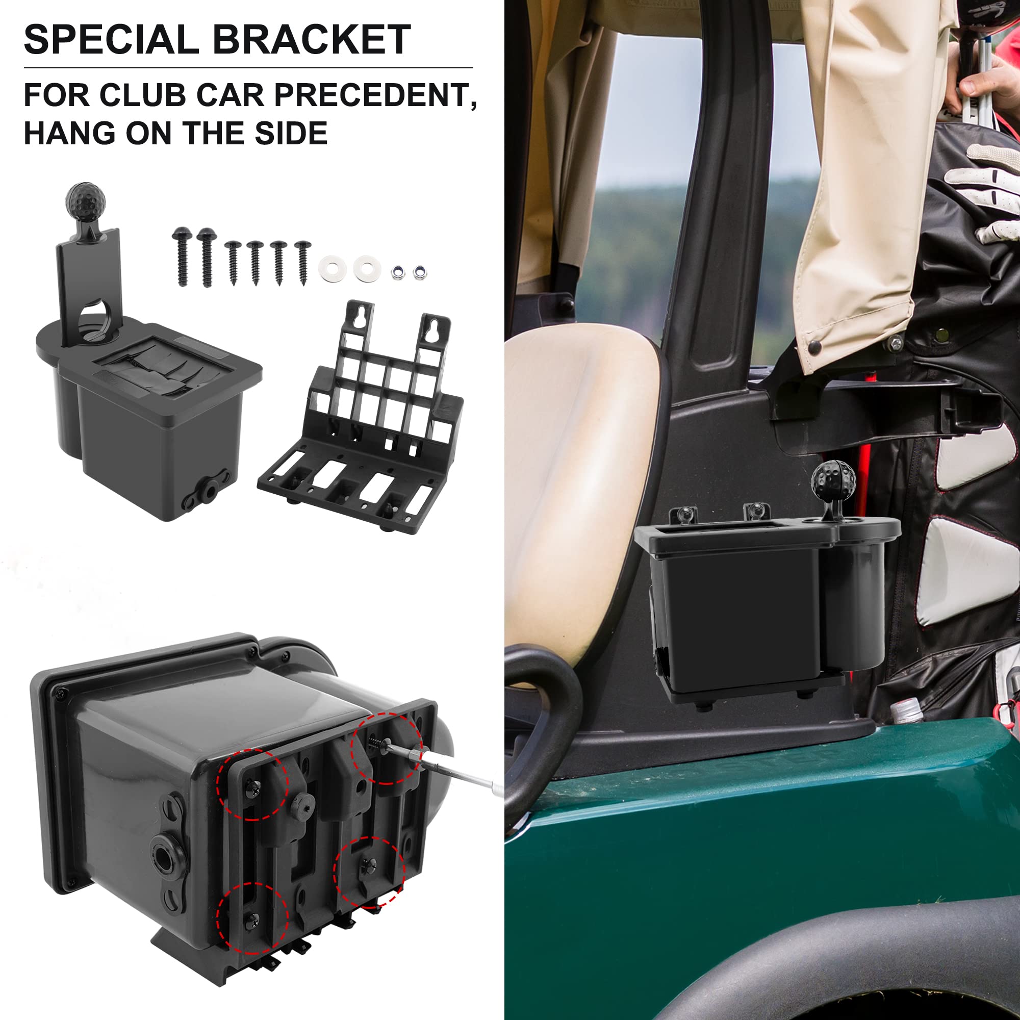 Roykaw Golf Cart Ball Washer and Club Cleaner with Bracket Kit Compatible with EZGO Club Car Yamaha - Upgrade Club Car Precedent Bracket