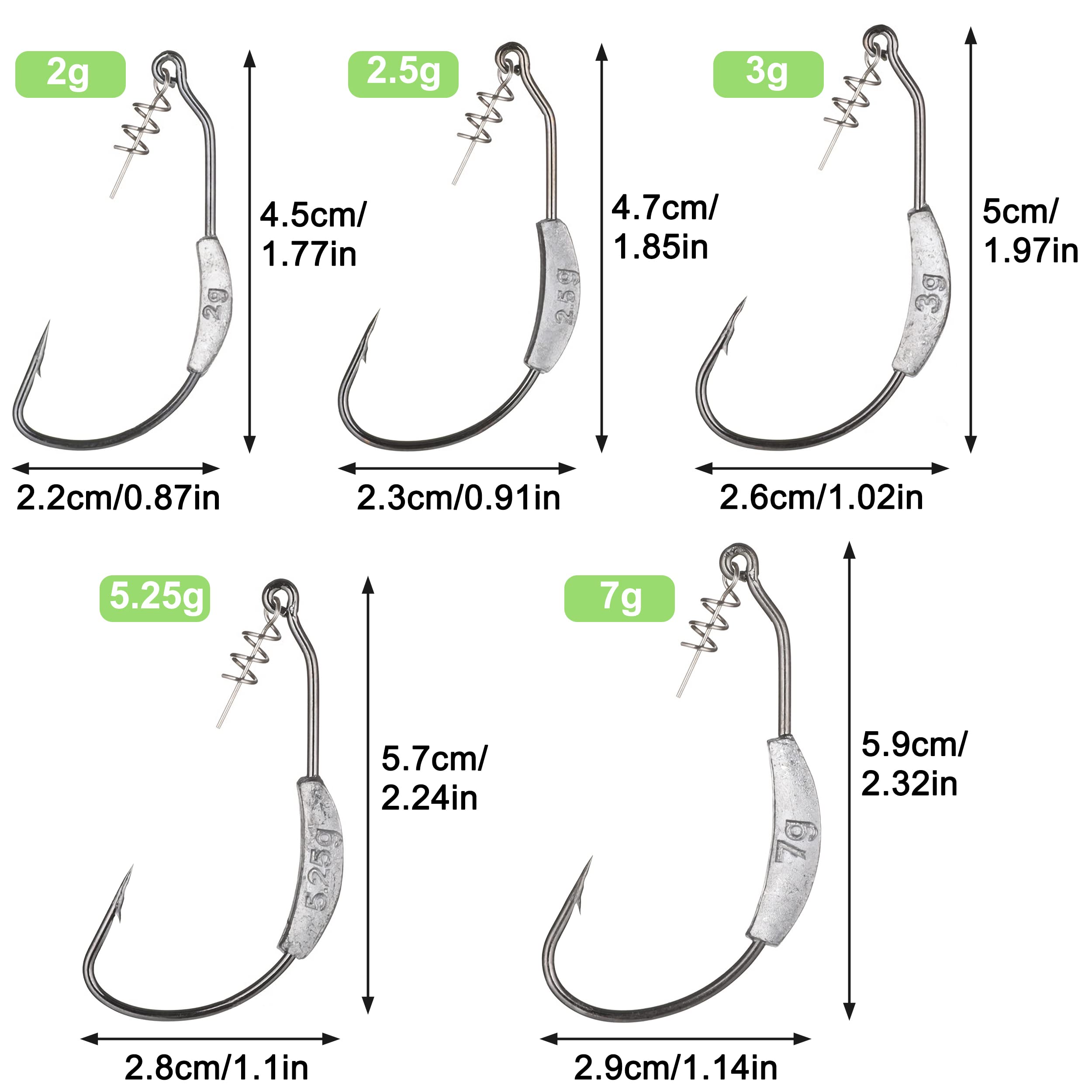 Twistlock Weighted Hooks, 25pcs Fishing Swimbait Hooks for Soft Plastics Weedless Weighted Worm Hooks with Centering Pin Saltwater Freshwater Bass Fishing Hooks