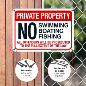 Sigo Signs, No Swimming Boating Fishing Offenders Prosecuted to The Full Extent of The Law Sign, 10x7 Inches, 55 mil Thick HDPS (high Density polystyrene), Made in USA