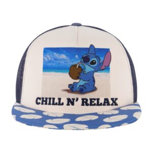 disney stitch trucker hat, chill n relax skater baseball cap, multi, one size