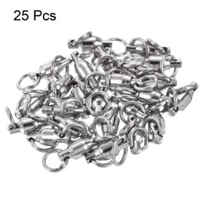 PATIKIL Ball Bearing Swivel, 25 Pack 50lb Stainless Steel Solid Welded Ring Fishing Tackle Connector, Silver