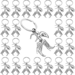 PHAETON 20PCS Hat Boot Horseshoe Keychain Western Cowgirl Keychain Equestrian Keychain Horse Lover Gift Cowboy Keychain Gift for Cowboy, Gift for Cowgirl, Cowboy Key Ring