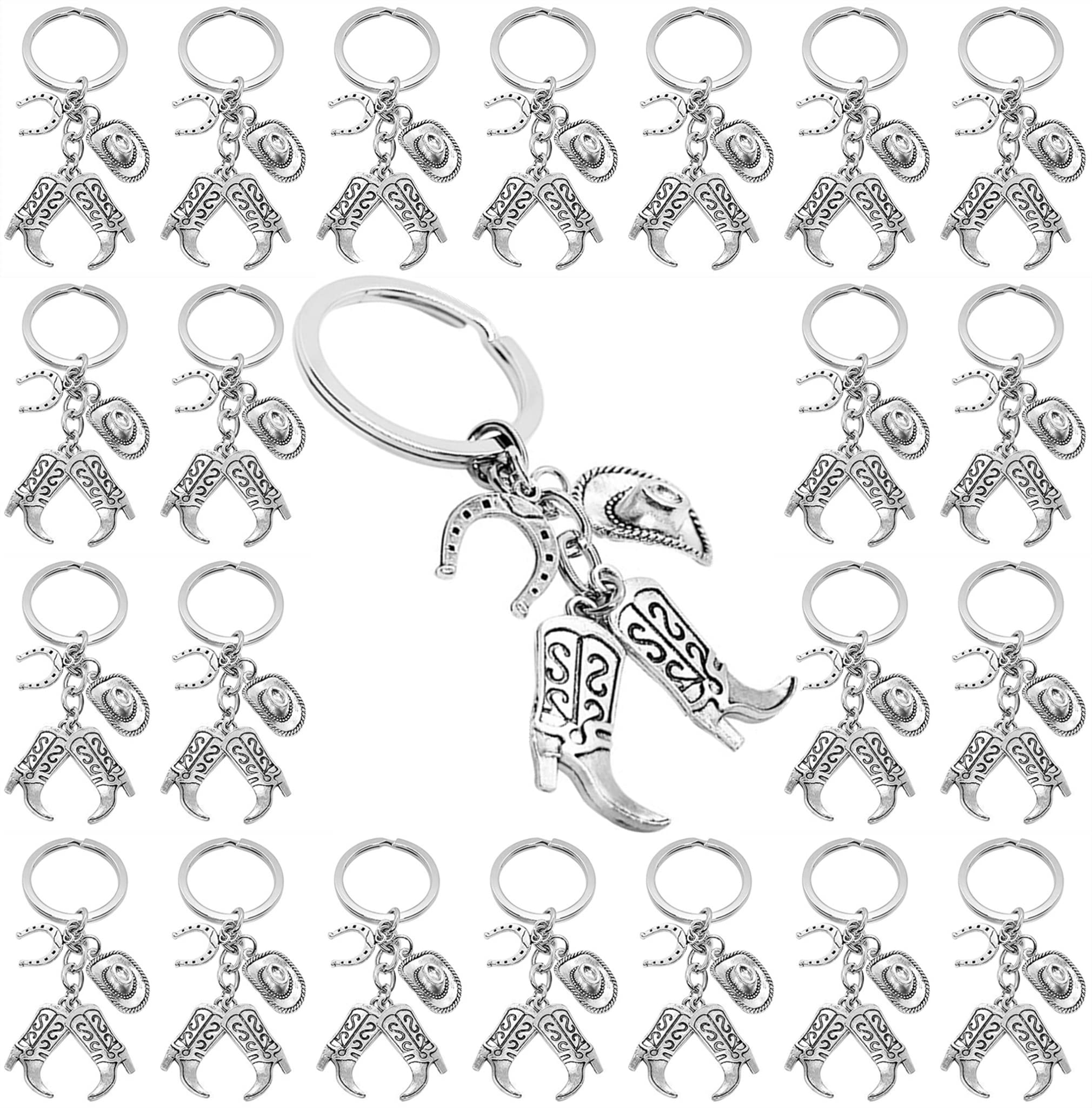 PHAETON 20PCS Hat Boot Horseshoe Keychain Western Cowgirl Keychain Equestrian Keychain Horse Lover Gift Cowboy Keychain Gift for Cowboy, Gift for Cowgirl, Cowboy Key Ring