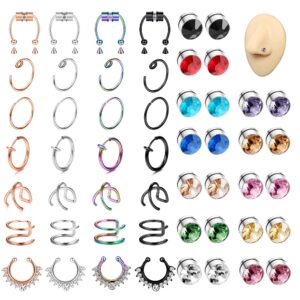 orazio fake nose ring - stainless steel fake nose rings for women small faux septum nose ring stud cz lip ring stud nose cuff cartilage earring small non piercing nose ring faux piercing jewelry