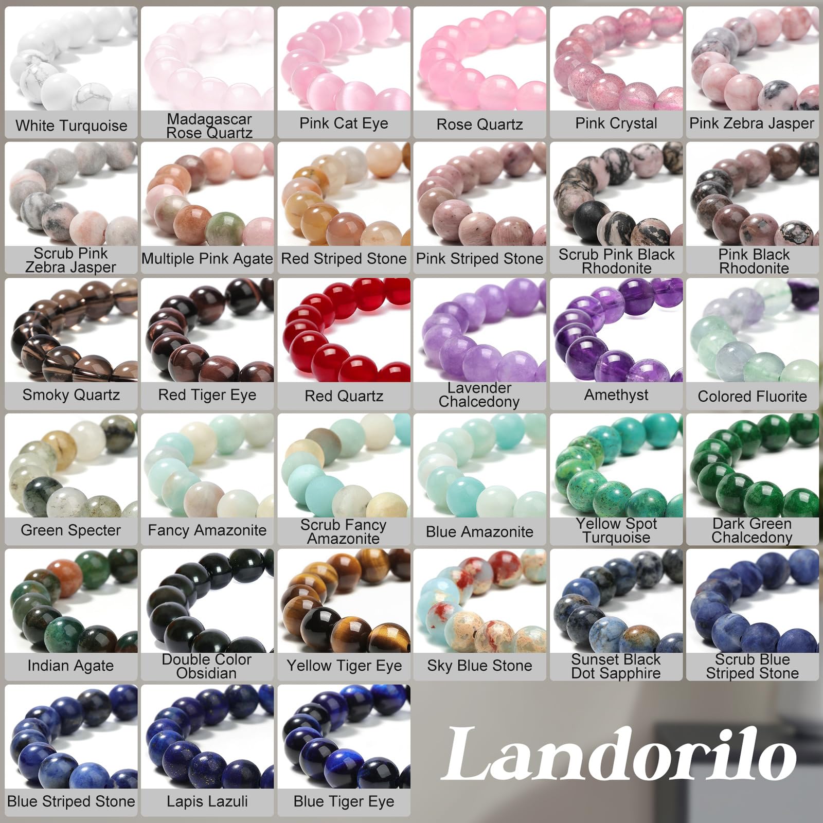 Landorilo Handmade Stretch Protection Bracelet for Women Men, 8MM(0.31") Natural Polished Red Quartz Chalcedony, Beads Healing Crystals, Unisex Yoga Beaded Chakra Stone Bracelets for Gifts