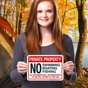 Sigo Signs, No Swimming Boating Fishing Offenders Prosecuted to The Full Extent of The Law Sign, 10x7 Inches, 55 mil Thick HDPS (high Density polystyrene), Made in USA