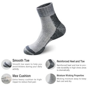 GKX Men's Merino Wool Cushioned Cozy Low Cut Hiking Thermal Boot Socks 3 Pairs