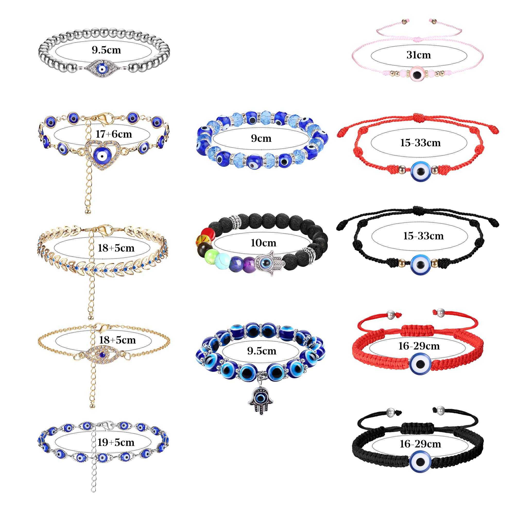 Sanfenly Evil Eye Bracelets for Women Men Mal De Ojo Bracelets Knot Red Black Blue Hamsa Beaded Mexican Protection Evil Eye Bracelets Pack