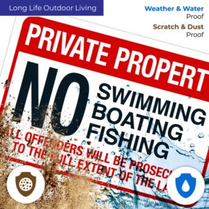 Sigo Signs, No Swimming Boating Fishing Offenders Prosecuted to The Full Extent of The Law Sign, 10x7 Inches, 55 mil Thick HDPS (high Density polystyrene), Made in USA