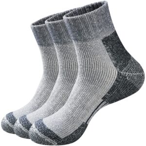 gkx men's merino wool cushioned cozy low cut hiking thermal boot socks 3 pairs