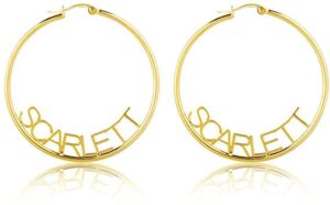 custom bamboo hoop earrings personalized name earrings for friends big hoop earrings oversize hip-hop earrings with any name for women wife mom daughter sister birthday party graduation (style 14 hoop)