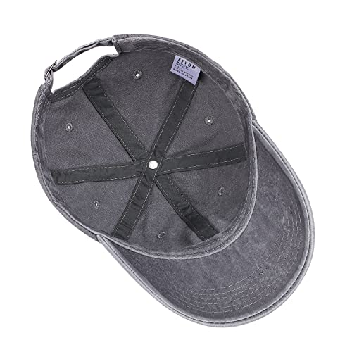 YEANIY Vintage Washed Cotton Plain Baseball Caps Adjustable Unstructured Soft Blank Casual Dad Ball Hats for Men Women-Grey