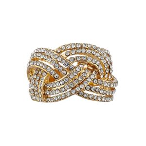 lux accessories nicole miller gold-tone twisted stretch clear crystal rhinestones fashion ring