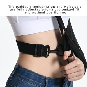 Fotgok Breathable Arm Sling with Waist Belt for Shoulder Men Women-Shoulder Immobilizer with Strong Support-Youth Breathable Arm Support Brace for Shoulder Injury, Black