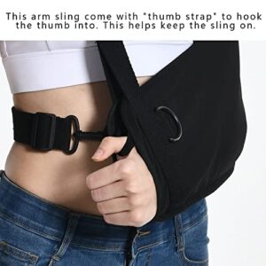 Fotgok Breathable Arm Sling with Waist Belt for Shoulder Men Women-Shoulder Immobilizer with Strong Support-Youth Breathable Arm Support Brace for Shoulder Injury, Black