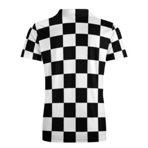 Ykklima Black White Race Checkered Flag Pattern Mens Polo Shirts Short Sleeve Moisture Wicking Fashion Shirt for Men