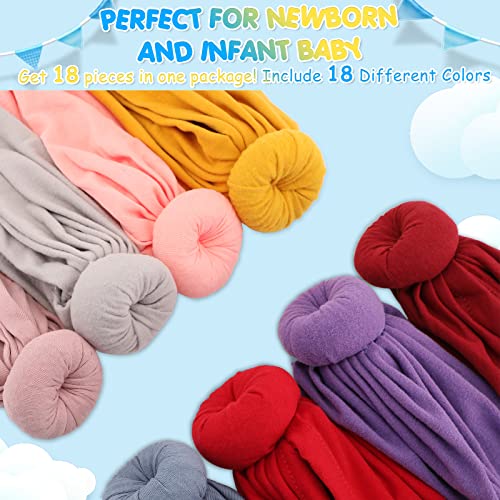 JaGely 18 Pieces Baby Turban Bun Knot Newborn Turban Hat Baby Headwrap Turban Hats Girl Toddler Hat Turban Boy Nursery Beanie Infant Turban Hospital Multi-Color