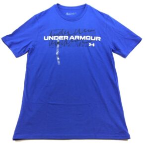 under armour men's wordscript ss loose blue short-sleeve t-shirt (l)