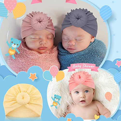 JaGely 18 Pieces Baby Turban Bun Knot Newborn Turban Hat Baby Headwrap Turban Hats Girl Toddler Hat Turban Boy Nursery Beanie Infant Turban Hospital Multi-Color