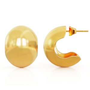 POVIK Clip On Earrings for Women Gold Hoop Earrings 14K Gold Plated Gold Ball Hypoallergenic Earrings Lightweight Chunky Statement Earrings Gift Fashion Jewelry