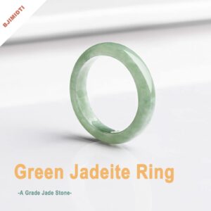 BJIMIDTI A Grade Jade Rings(Size:8), Natural Light Green Jade Band Rings