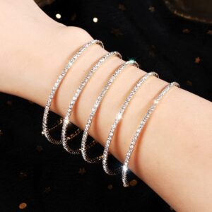 Jojomina Multilayer Rhinestone Spiral Arm Cuff Bracelets for Upper Arm 2 Pcs, Crystal Silver Prom Bridal Bangle Bracelet for Party Bride Wedding