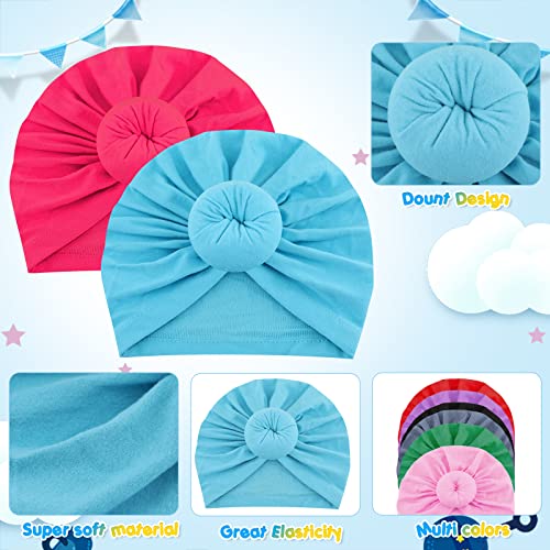 JaGely 18 Pieces Baby Turban Bun Knot Newborn Turban Hat Baby Headwrap Turban Hats Girl Toddler Hat Turban Boy Nursery Beanie Infant Turban Hospital Multi-Color