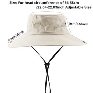 Womens Sun Hats Wide Brim Ponytail Hats Summer Beach Hat for Women Foldable Travel Safari Hats UPF50+(Size:M-L) (58cm/22.83inch,Beige)