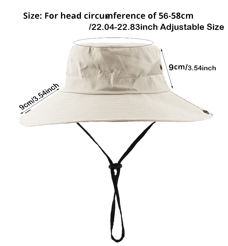 Womens Sun Hats Wide Brim Ponytail Hats Summer Beach Hat for Women Foldable Travel Safari Hats UPF50+(Size:M-L) (58cm/22.83inch,Beige)