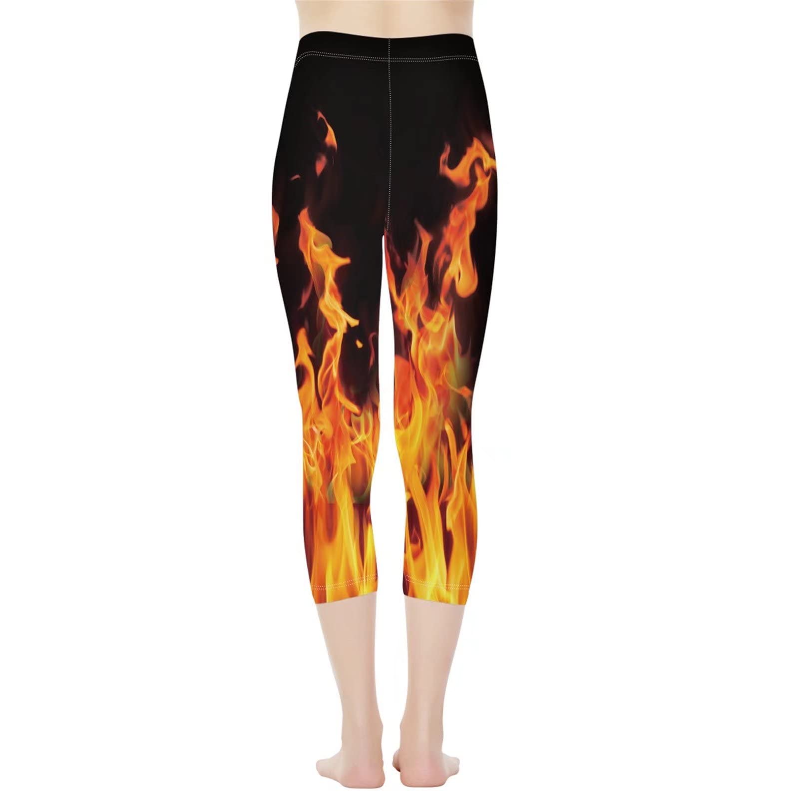 AFPANQZ Cool Fire Print Yoga Pants High Waist Leggings for Women Outdoor Women's Athletic Leggings Tummy Control Butt Lift Capri